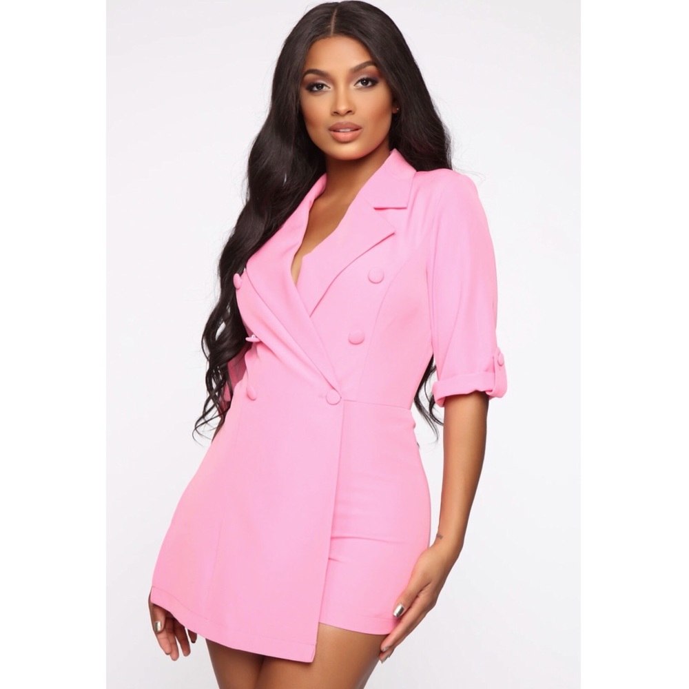 Pink blazer romper